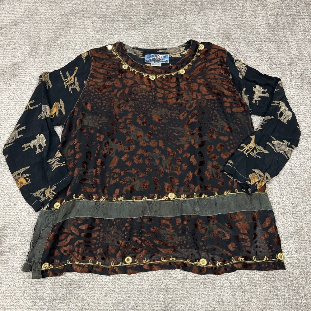 Tienda Ho Blouse Womens Free Size Top Giraffe Whimseygoth Sheer Velvet *Flaws*